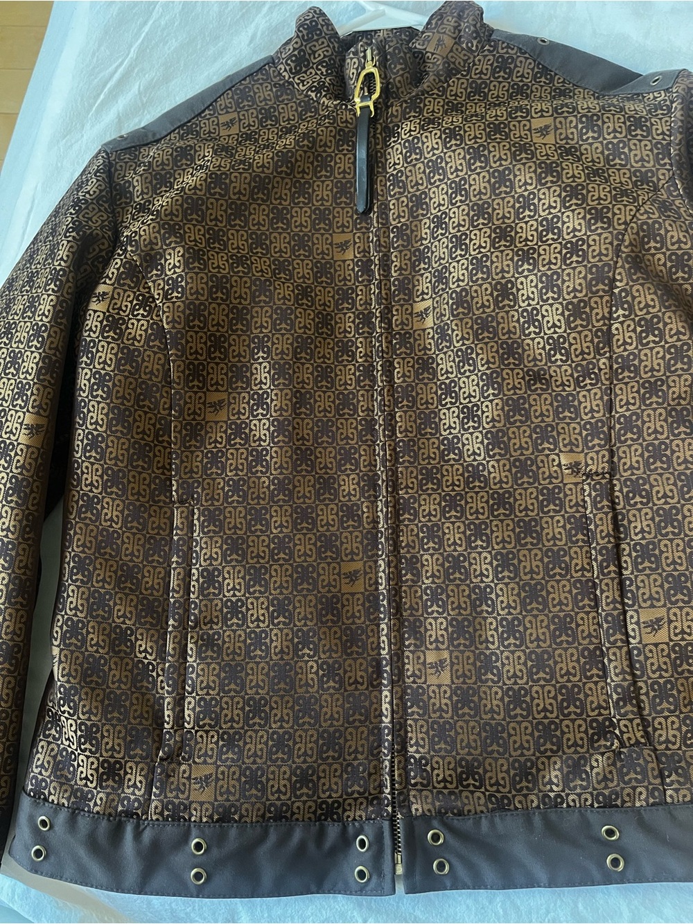 Piero Guidi Brown Quilted Jacket with Gold Logo Patch